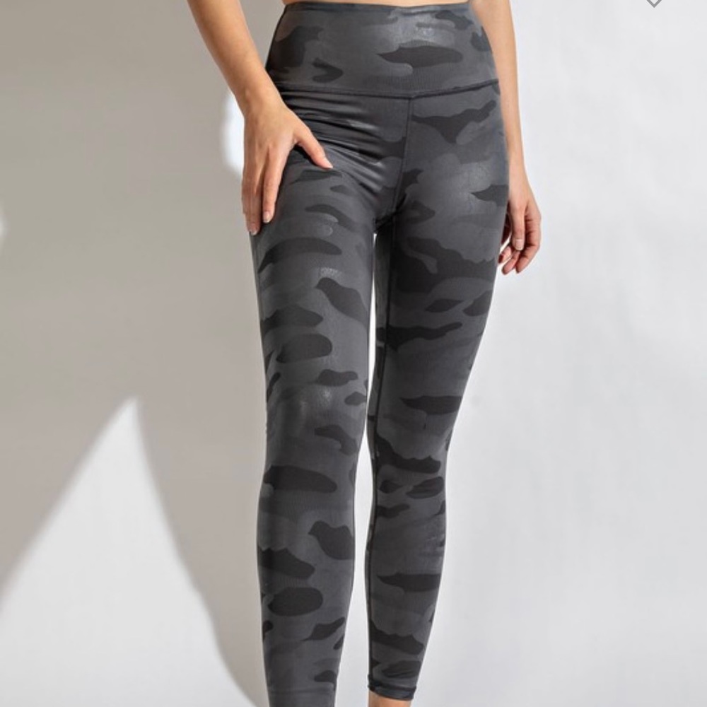 New Gray Camo Compression Leggings High Waist Camouflage Butter Soft Full Length